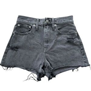 Madewell size 25 Black Wash The Mom Jean Denim Shorts Cutoff Cotton High Rise